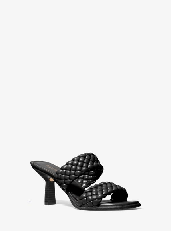 Damske Mules Michael Kors Amelia Braided Čierne - Topanky Michael Kors Lacne | VHFBC-0163